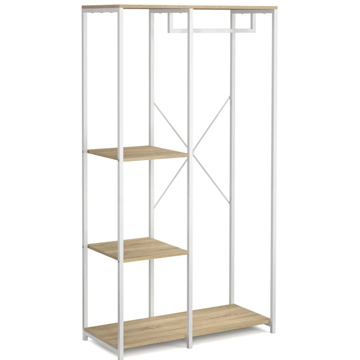 Garderobe Kleiderständer 90 x 167 cm braun/weiss