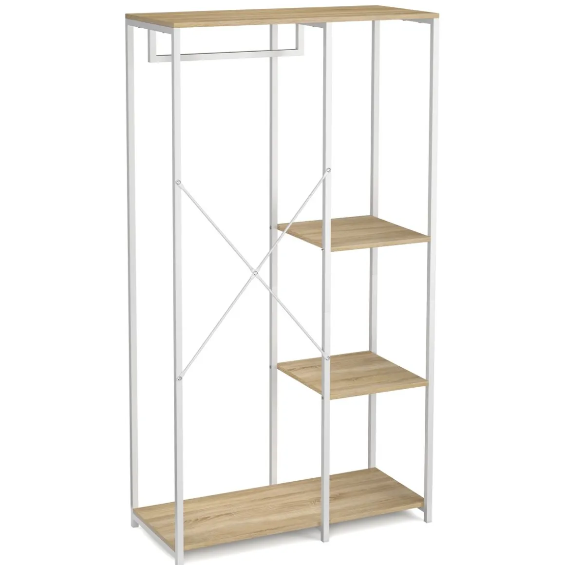 Garderobe Kleiderständer 90 x 167 cm braun/weiss