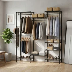 Garderobe Kleiderständer 174 x 195 cm schwarz