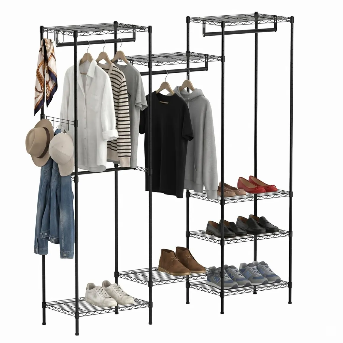 Garderobe Kleiderständer 174 x 195 cm schwarz