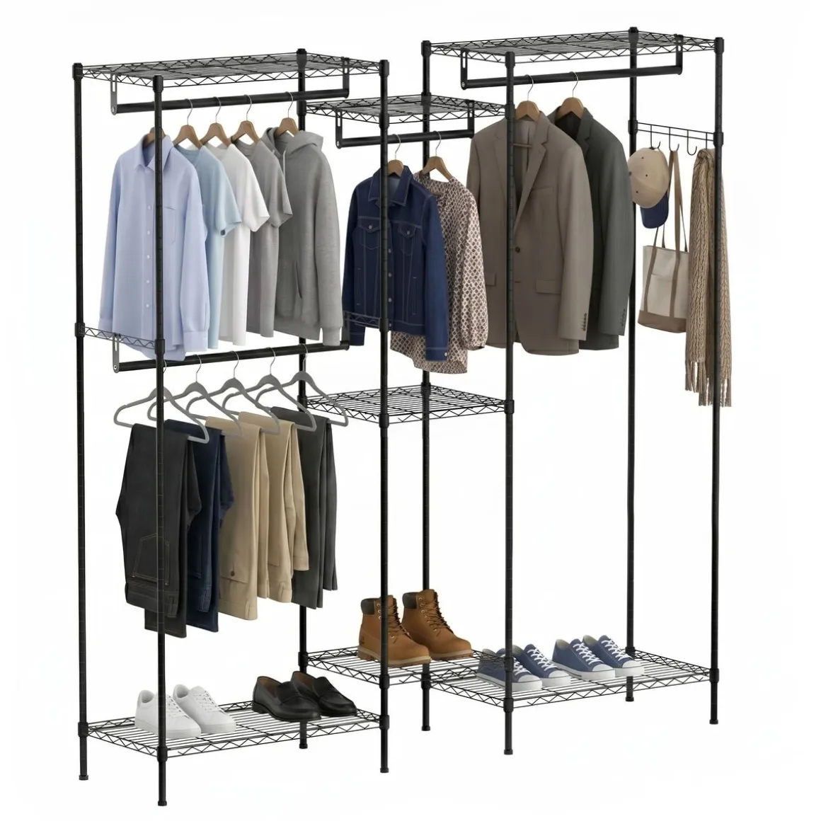 Garderobe Kleiderständer 189 x 195 cm schwarz