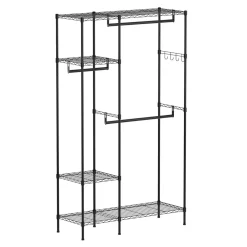 Garderobe Kleiderständer 114 x 195 cm mit 3 Stangen schwarz