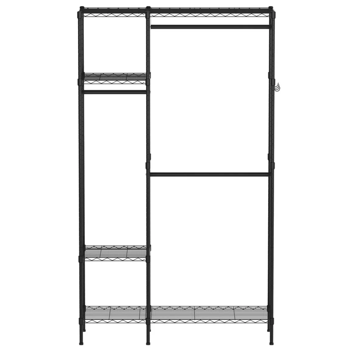 Garderobe Kleiderständer 114 x 195 cm mit 3 Stangen schwarz