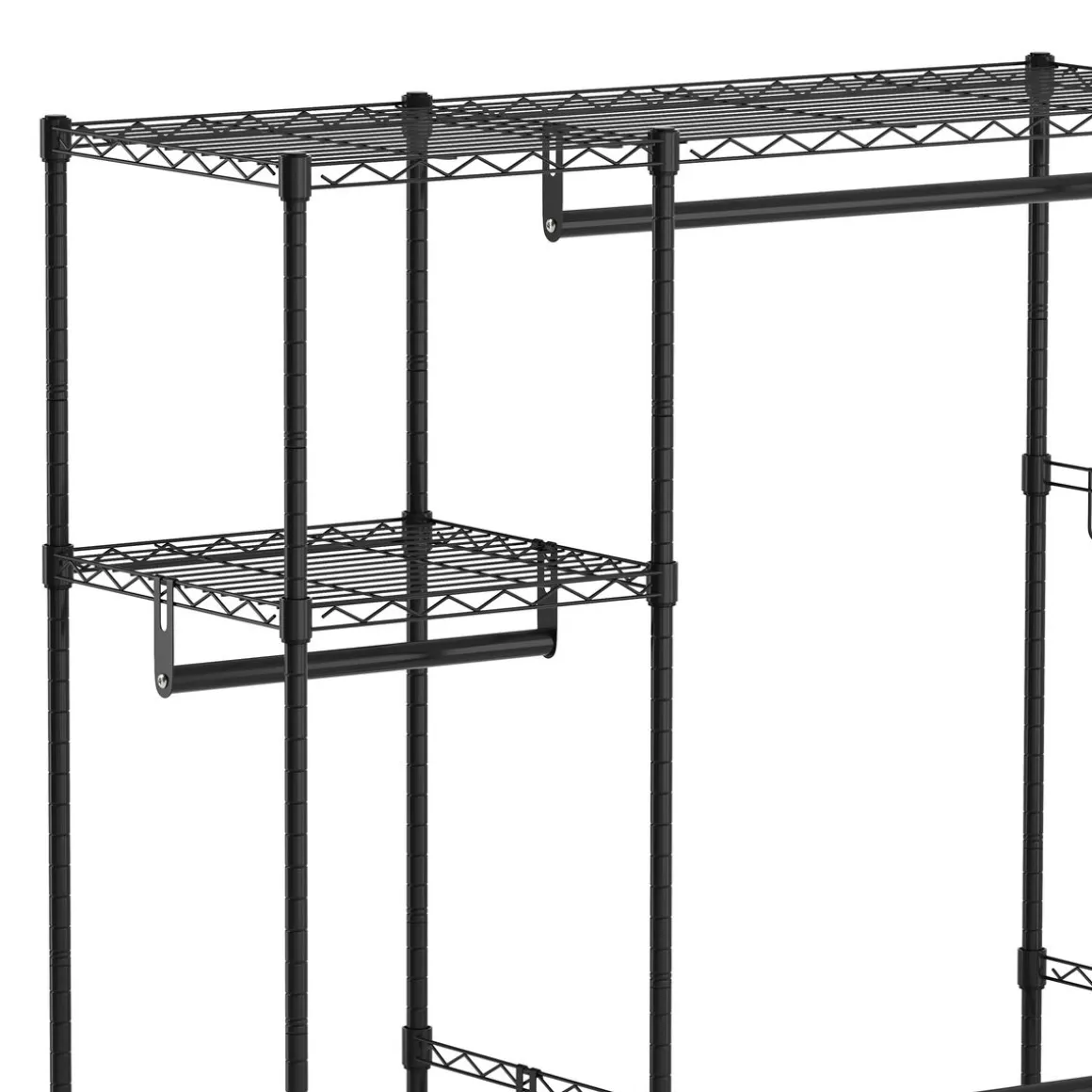 Garderobe Kleiderständer 114 x 195 cm mit 3 Stangen schwarz