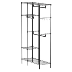 Garderobe Kleiderständer 114 x 195 cm mit 3 Stangen schwarz