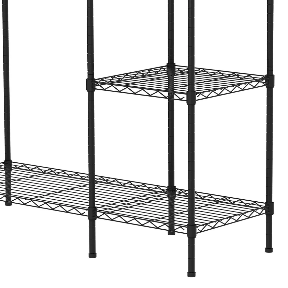 Garderobe Kleiderständer 114 x 195 cm mit 2 Stangen schwarz