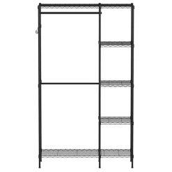 Garderobe Kleiderständer 114 x 195 cm mit 2 Stangen schwarz