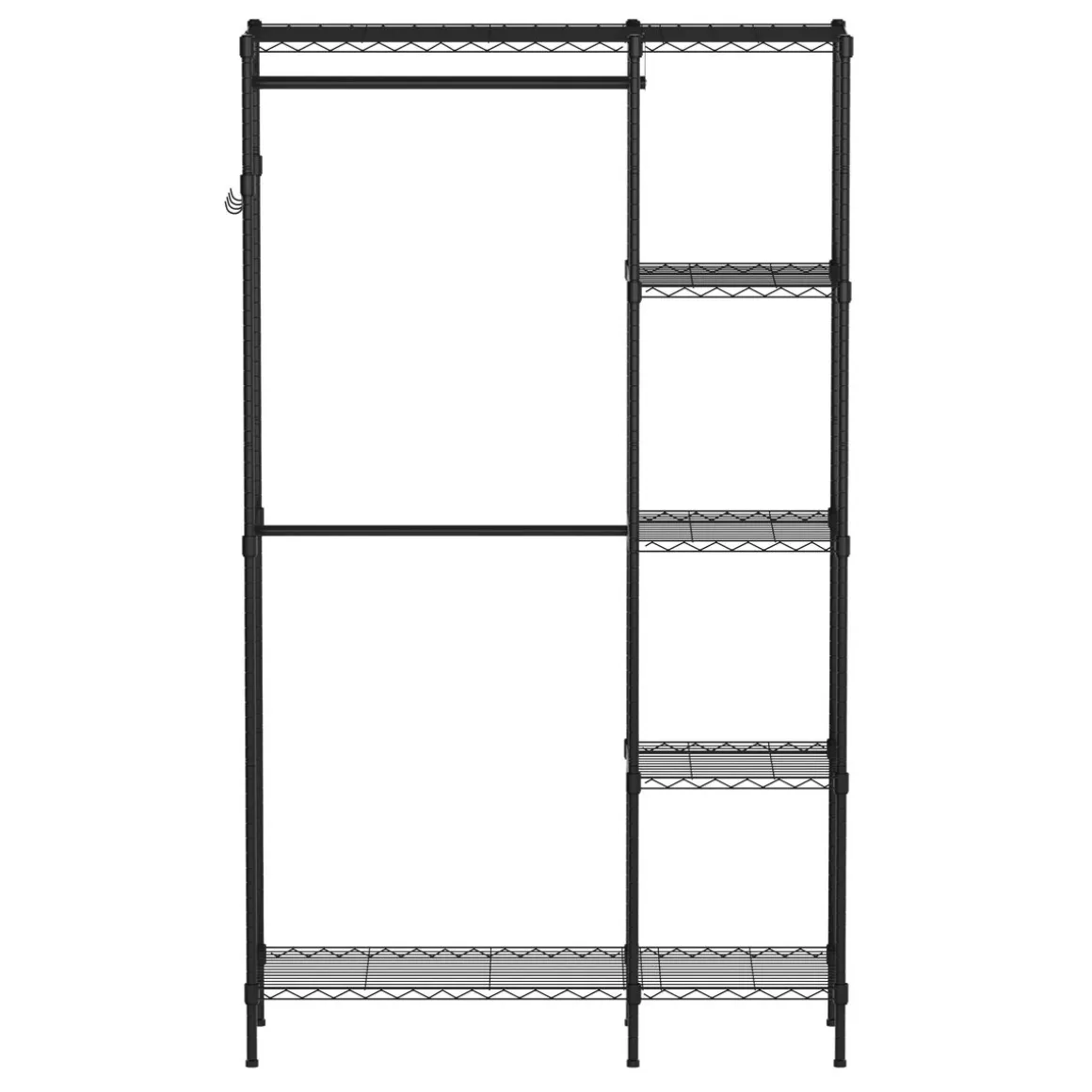 Garderobe Kleiderständer 114 x 195 cm mit 2 Stangen schwarz