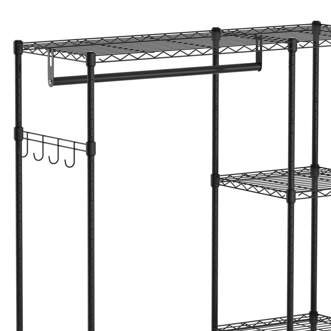Garderobe Kleiderständer 114 x 195 cm mit 2 Stangen schwarz