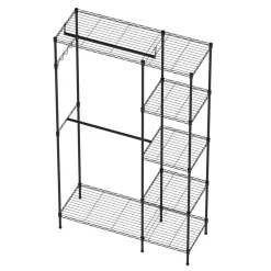 Garderobe Kleiderständer 114 x 195 cm mit 2 Stangen schwarz