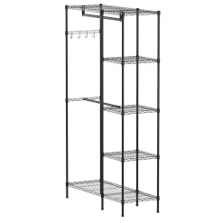 Garderobe Kleiderständer 114 x 195 cm mit 2 Stangen schwarz
