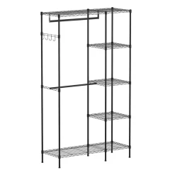 Garderobe Kleiderständer 114 x 195 cm mit 2 Stangen schwarz