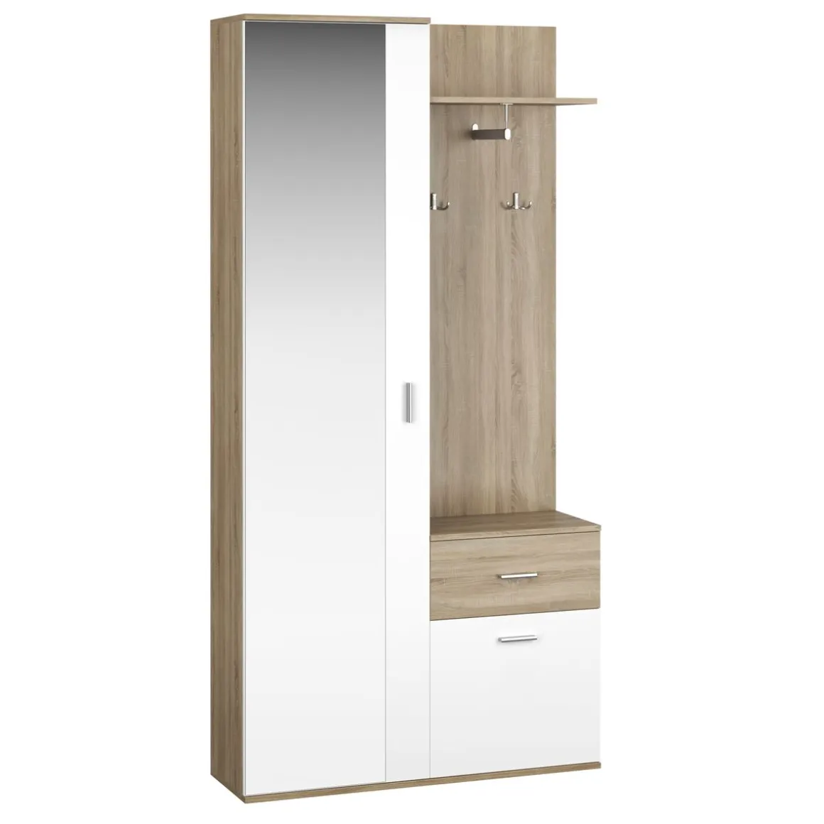 Garderobe NAZARIO 97 x 195 cm hellbraun/weiss