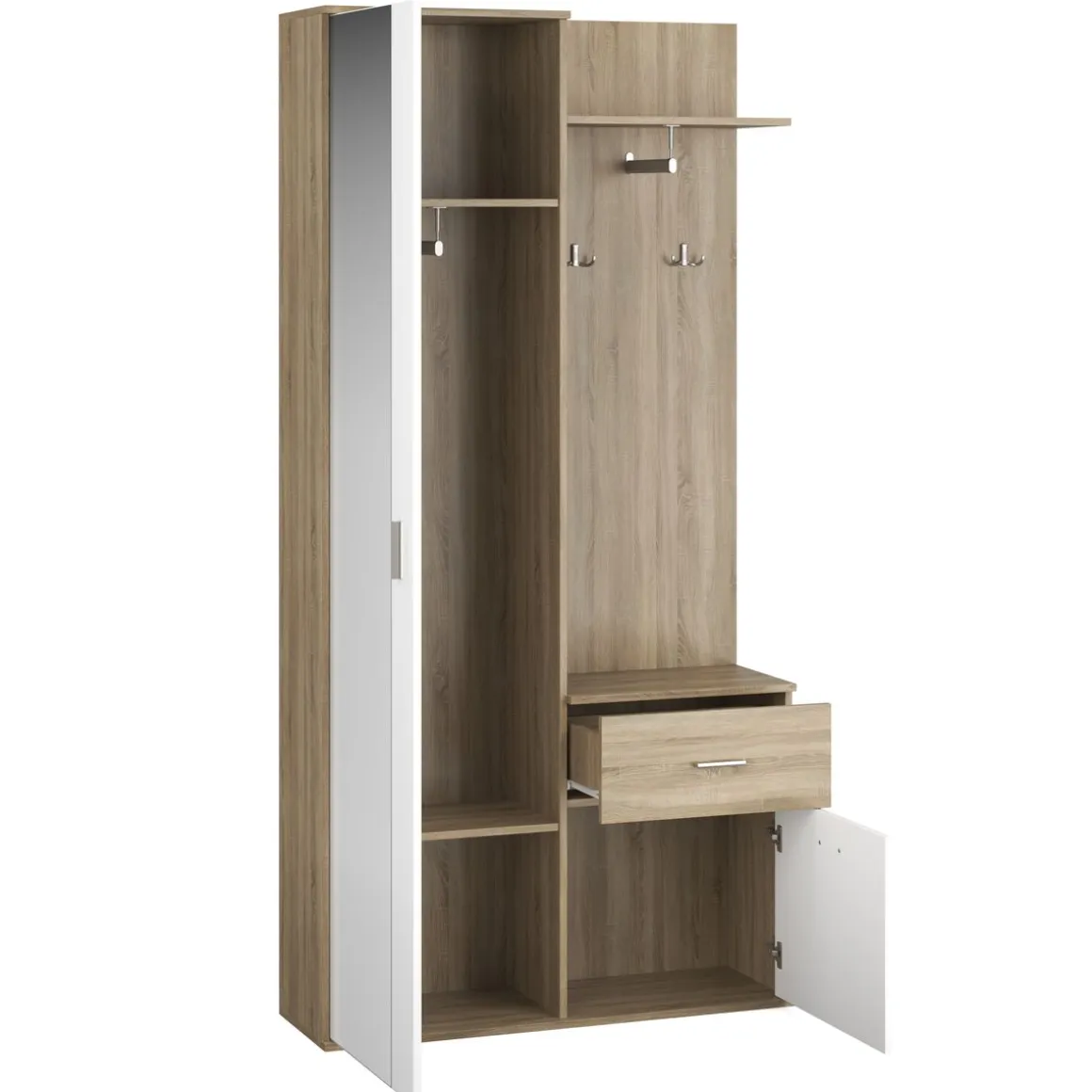 Garderobe NAZARIO 97 x 195 cm hellbraun/weiss