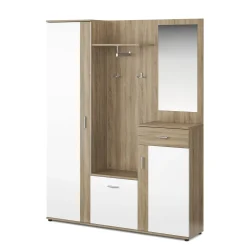 Garderobe ROMANO 140 x 180 cm hellbraun/weiss