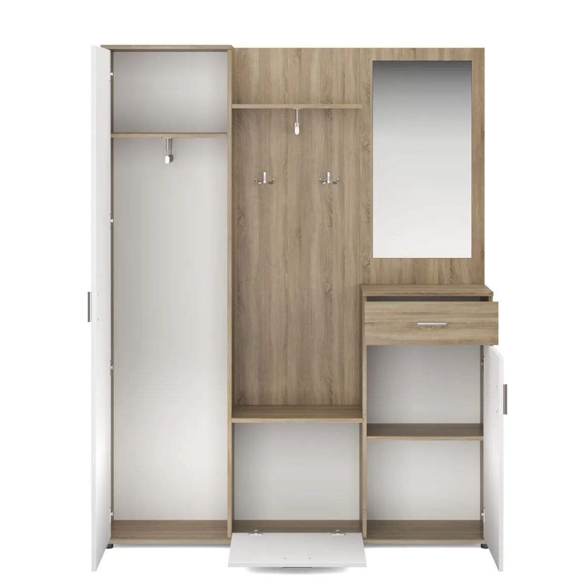 Garderobe ROMANO 140 x 180 cm hellbraun/weiss
