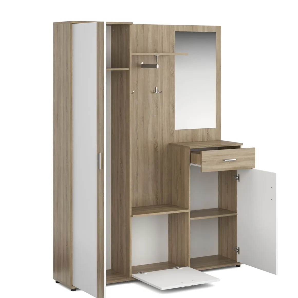 Garderobe ROMANO 140 x 180 cm hellbraun/weiss