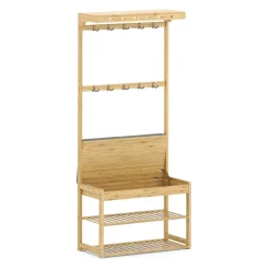 Garderobe Schuhregal Bambus BRENT 70 x 175 cm natur