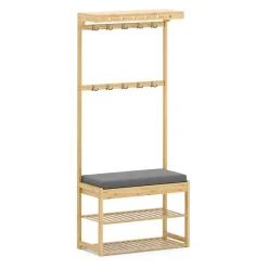 Garderobe Schuhregal Bambus BRENT 70 x 175 cm natur