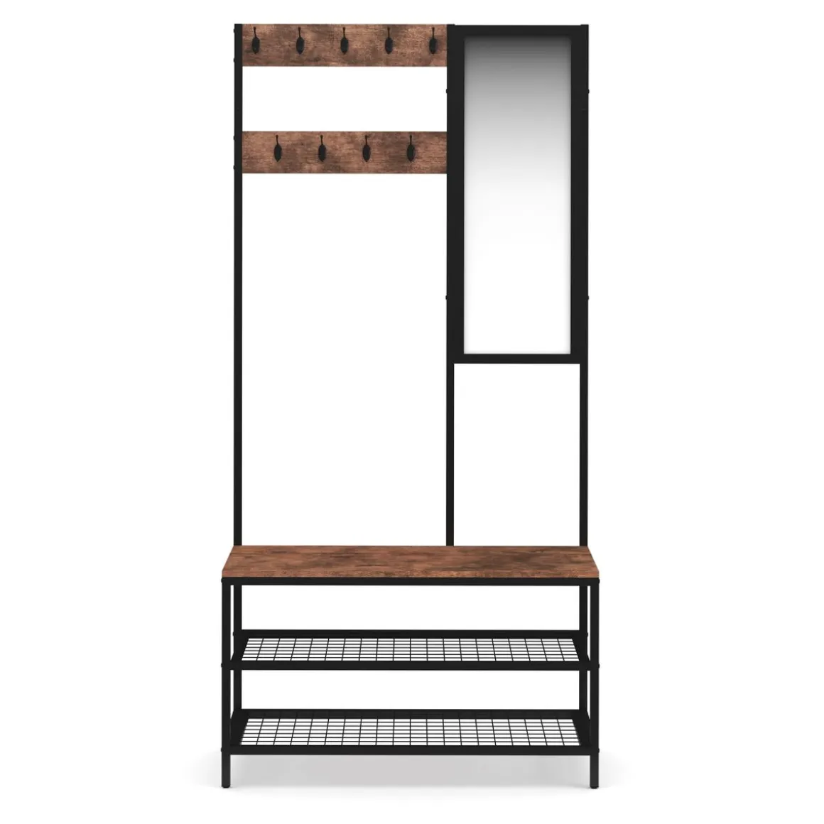 Garderobe Schuhregal mit Spiegel Vintage BONITA 90 x 185 cm