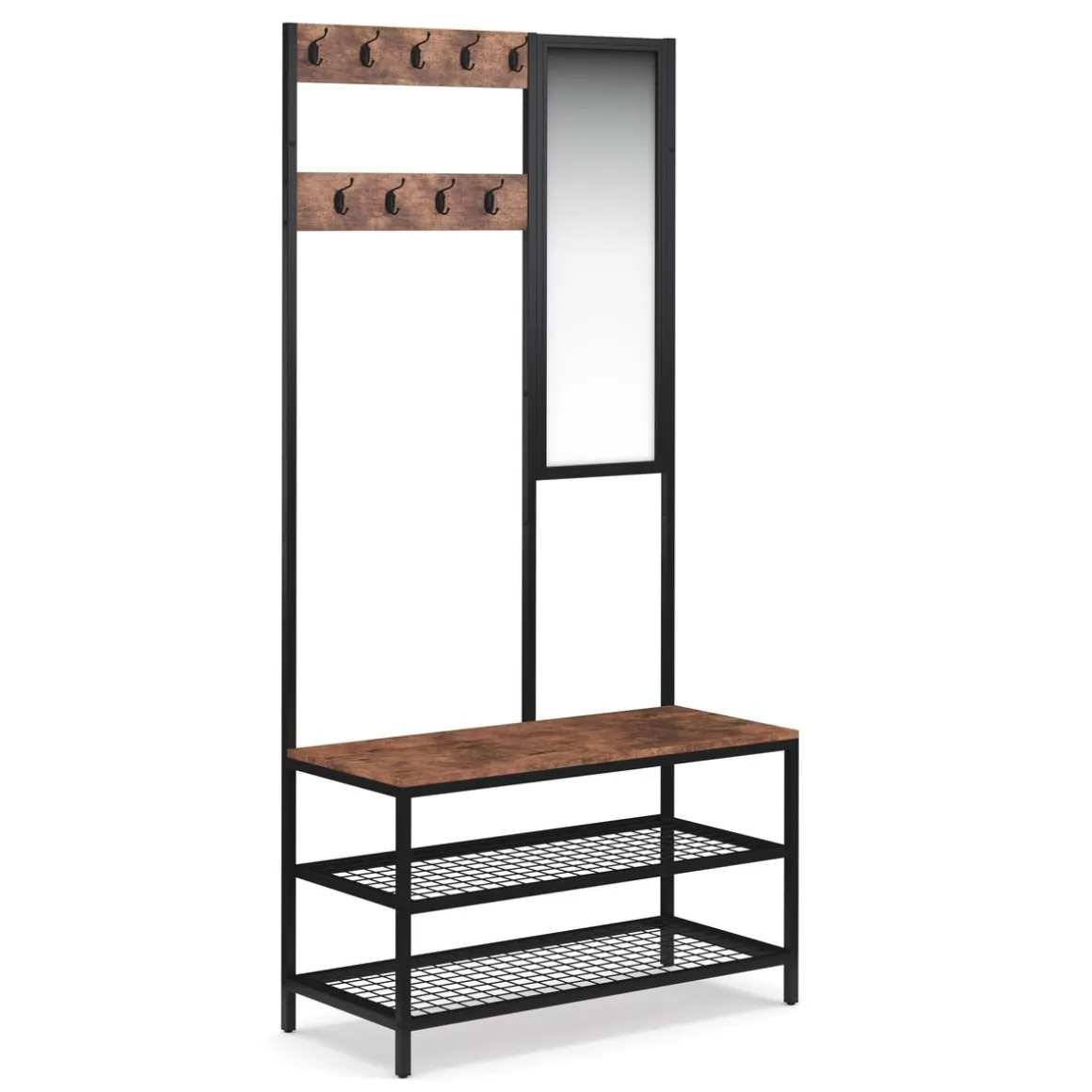 Garderobe Schuhregal mit Spiegel Vintage BONITA 90 x 185 cm