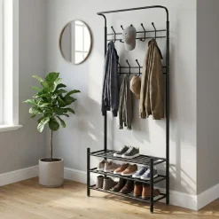 Garderobe Schuhregal 80 x 186 cm schwarz