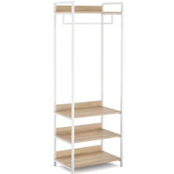 Garderobe Schuhregal 60 x 170 cm weiss/hellbraun