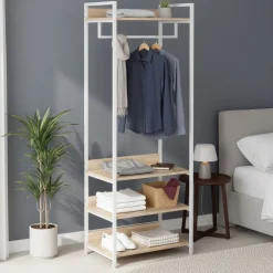 Garderobe Schuhregal 60 x 170 cm weiss/hellbraun