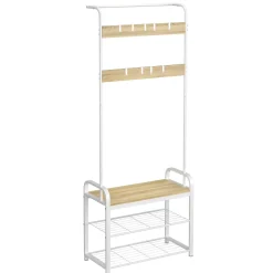 Garderobe Schuhregal 72 x 183 cm weiss/hellbraun
