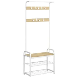 Garderobe Schuhregal 72 x 183 cm weiss/hellbraun