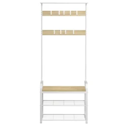 Garderobe Schuhregal 72 x 183 cm weiss/hellbraun