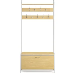 Garderobe Schuhschrank 85 x 180 cm hellbraun/weiss