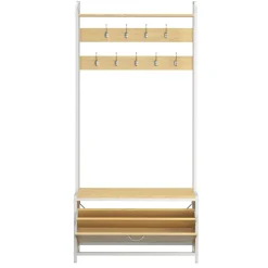 Garderobe Schuhschrank 85 x 180 cm hellbraun/weiss