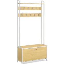 Garderobe Schuhschrank 85 x 180 cm hellbraun/weiss