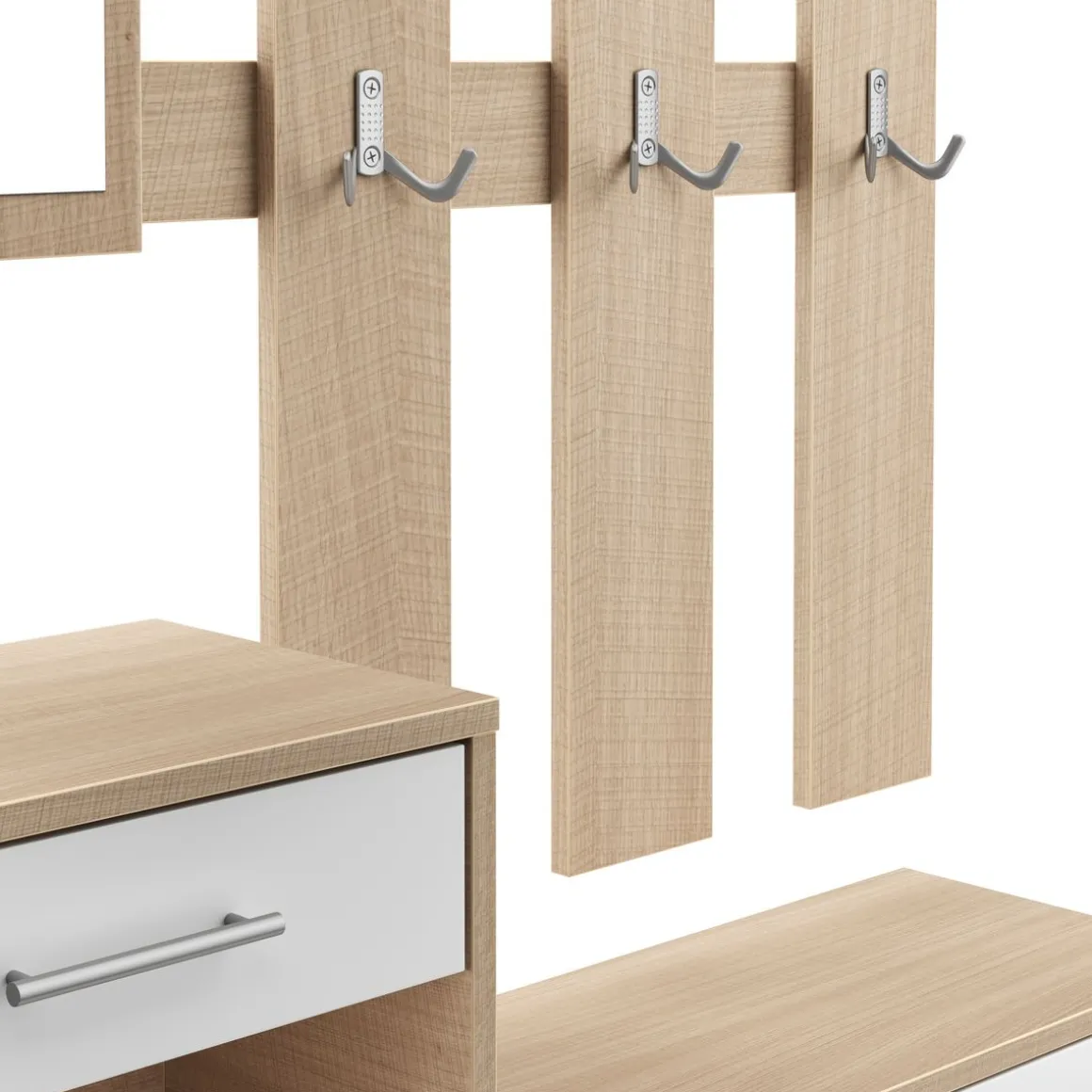 Garderobe Set EVEREST 2-teilig weiss/natur