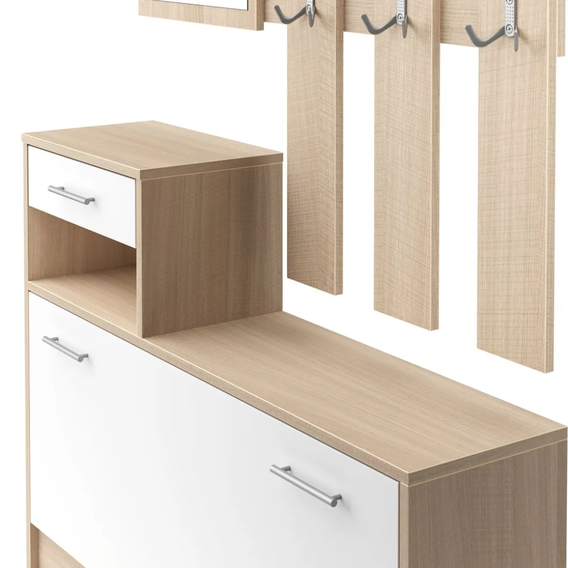 Garderobe Set EVEREST 2-teilig weiss/natur