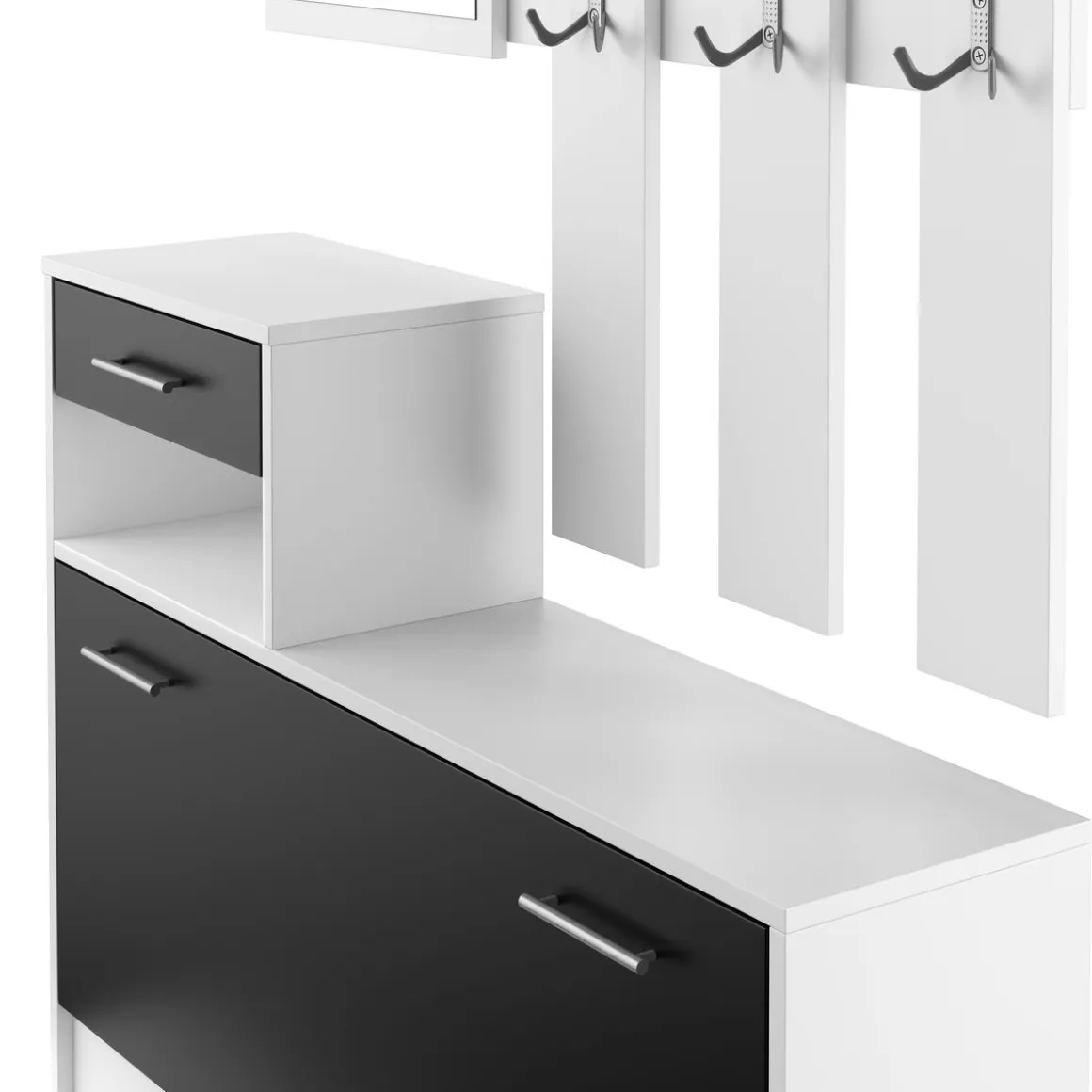 Garderobe Set EVEREST 2-teilig weiss/schwarz