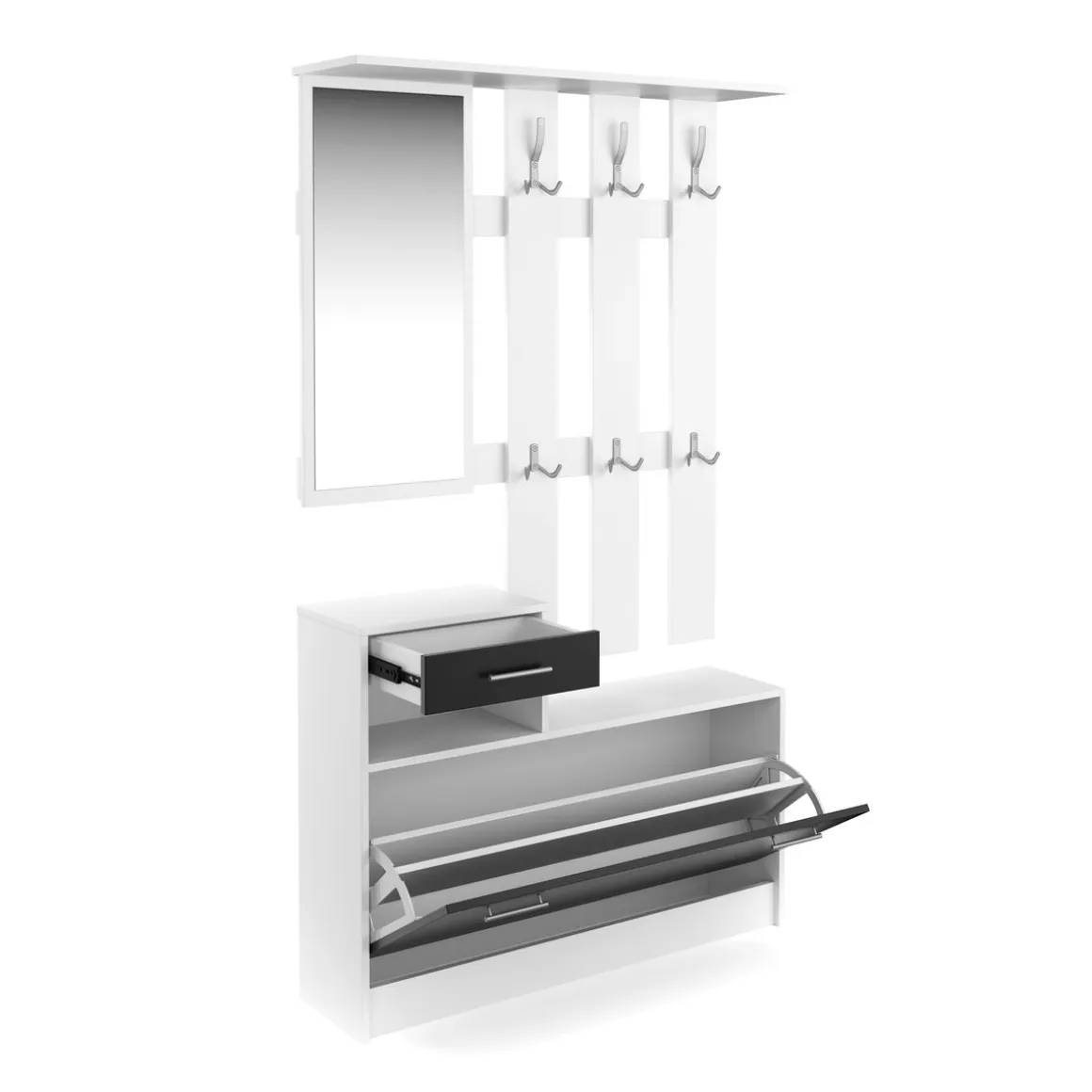 Garderobe Set EVEREST 2-teilig weiss/schwarz