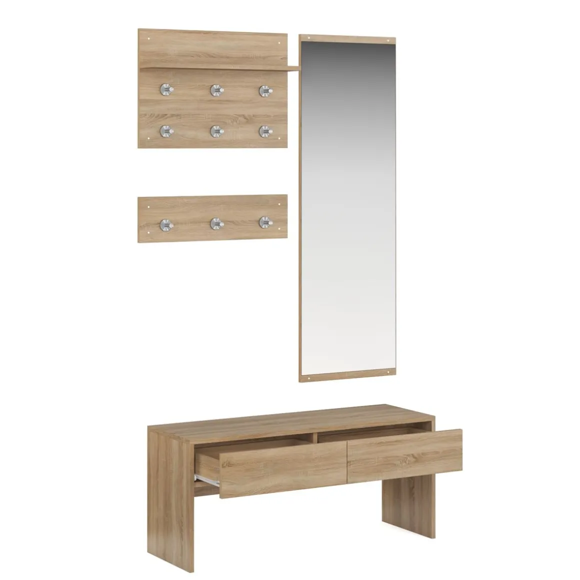 Garderobe Set JAKUB 4-teilig hellbraun