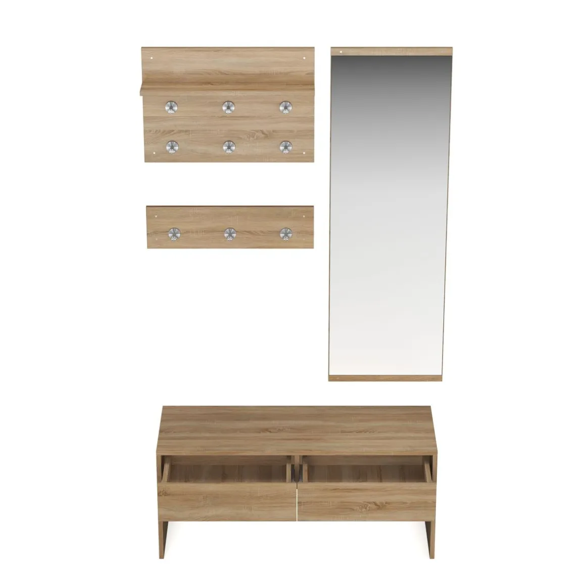 Garderobe Set JAKUB 4-teilig hellbraun