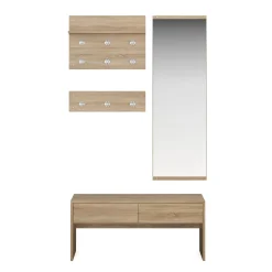 Garderobe Set JAKUB 4-teilig hellbraun