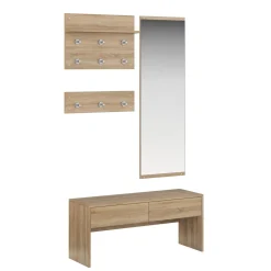 Garderobe Set JAKUB 4-teilig hellbraun