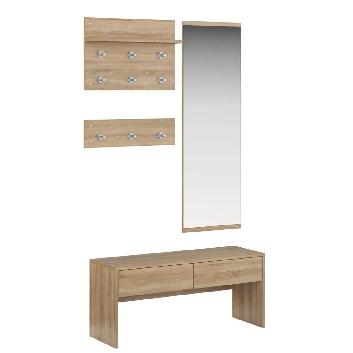 Garderobe Set JAKUB 4-teilig hellbraun