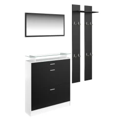 Garderobe Set KASPER 3-teilig schwarz/weiss