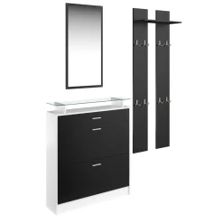 Garderobe Set KASPER 3-teilig schwarz/weiss