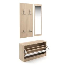Garderobe Set LUCAS 3-teilig weiss/natur