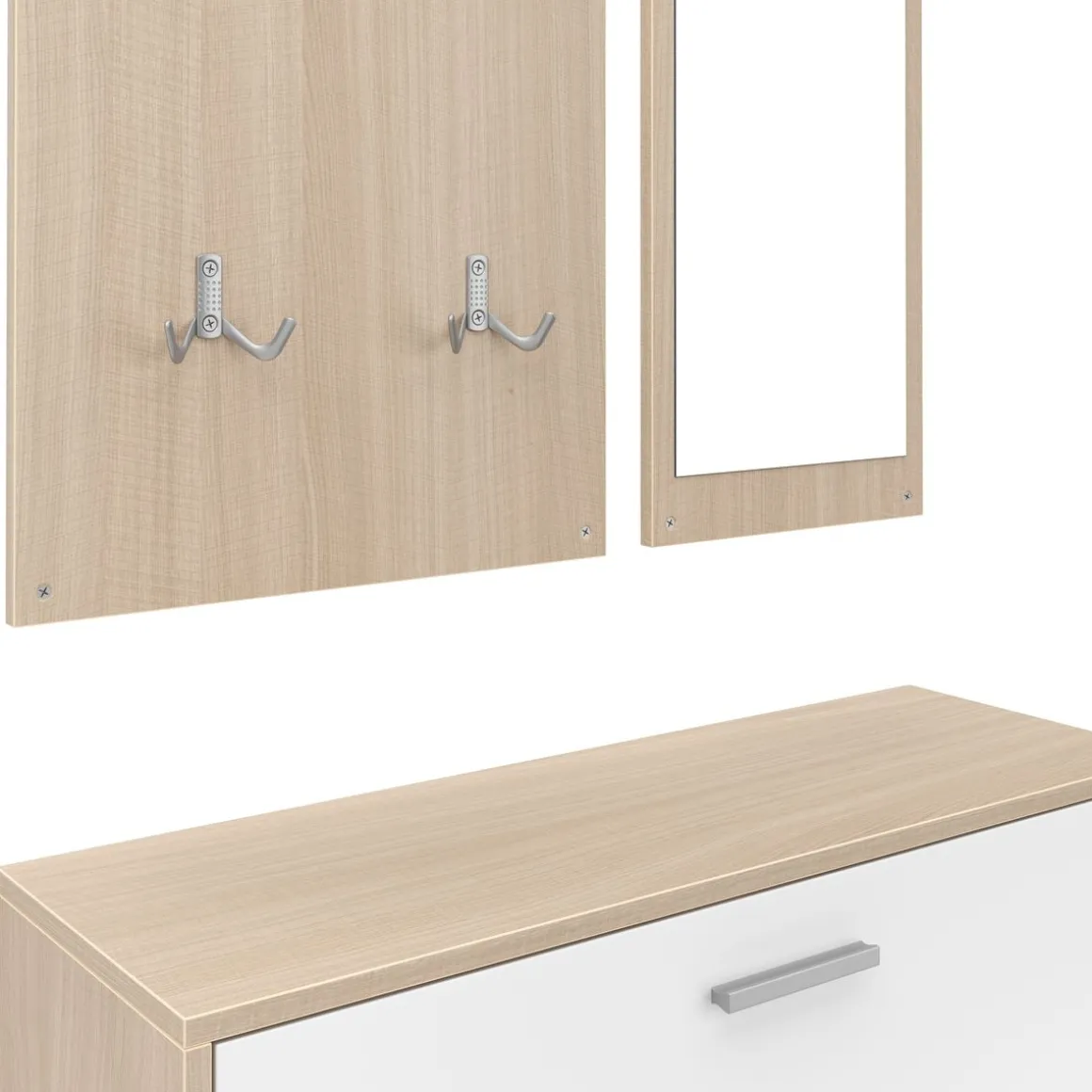 Garderobe Set LUCAS 3-teilig weiss/natur