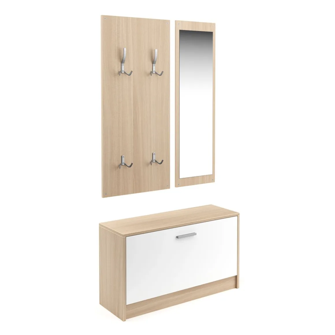 Garderobe Set LUCAS 3-teilig weiss/natur
