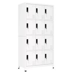 Garderobe Spind FORTI Metall 12 Fächer 90 x 180 cm weiss