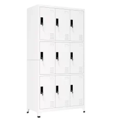 Garderobe Spind FORTI Metall 9 Fächer 90 x 180 cm weiss